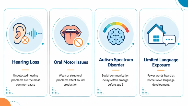 Hearing Loss card: ear with sound waves and an orange prohibition mark; caption reads 'Hearing Loss' (informational about hearing problems).